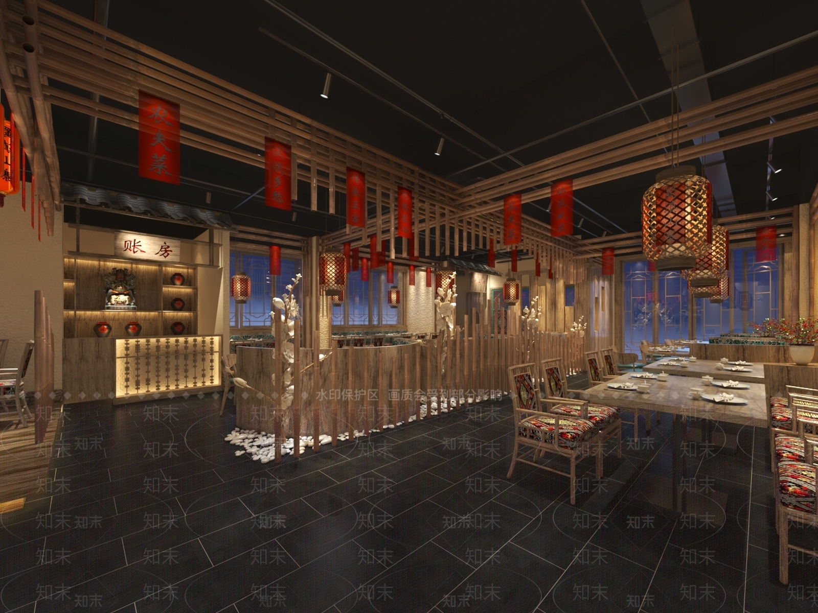 中式现代中餐厅3D模型下载【ID:1188165210】