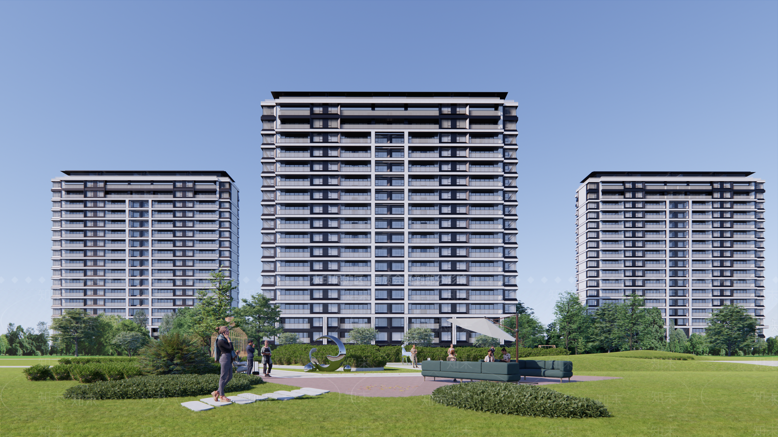 现代高层住宅SU模型下载【ID:1188167579】