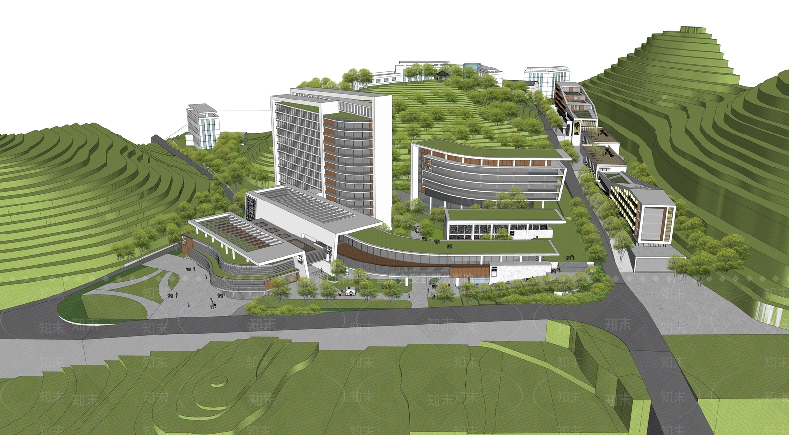 现代医院建筑SU模型下载【ID:1188167702】