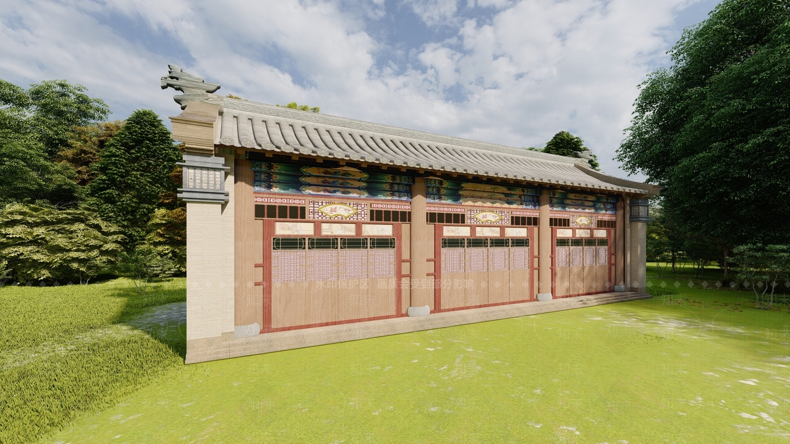 中式古建筑SU模型下载【ID:1188171645】