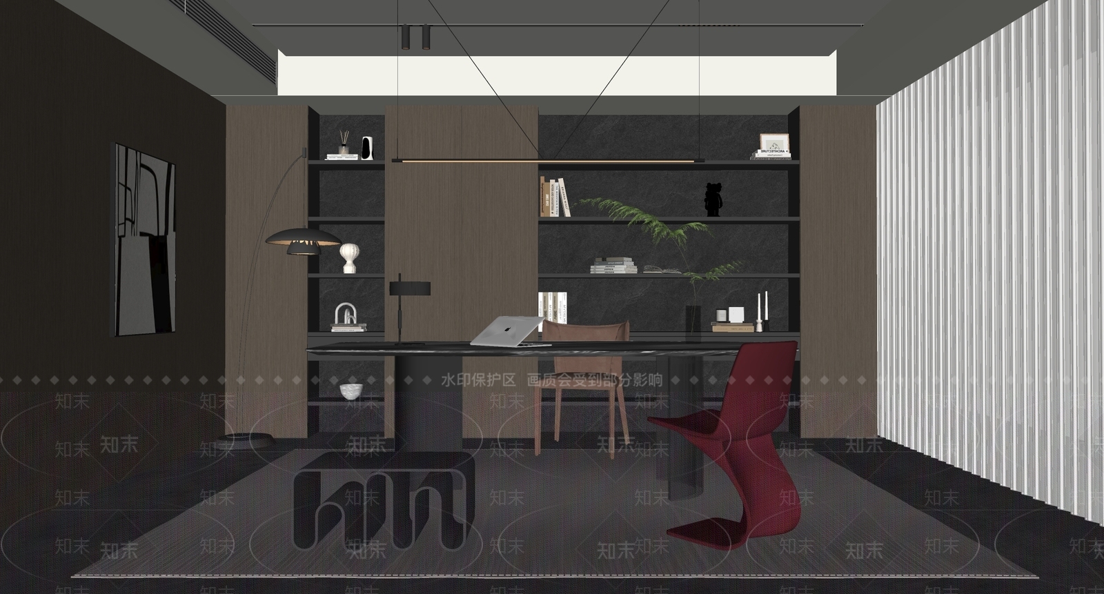 现代意式书房SU模型下载【ID:1188174801】