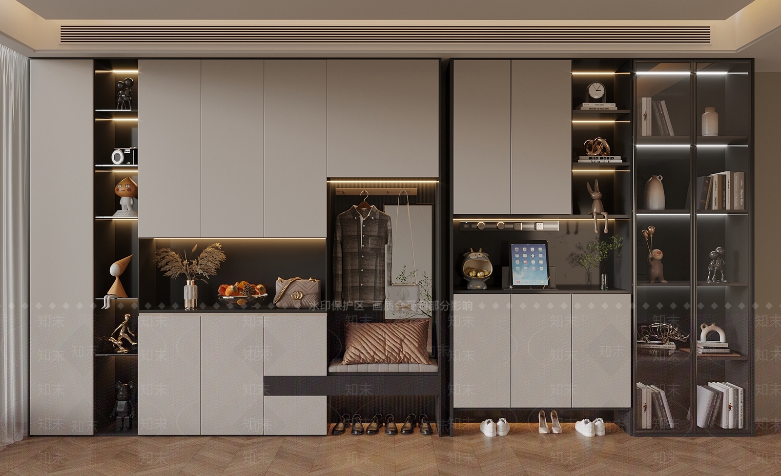 现代新中式鞋柜3D模型下载【ID:1188175691】