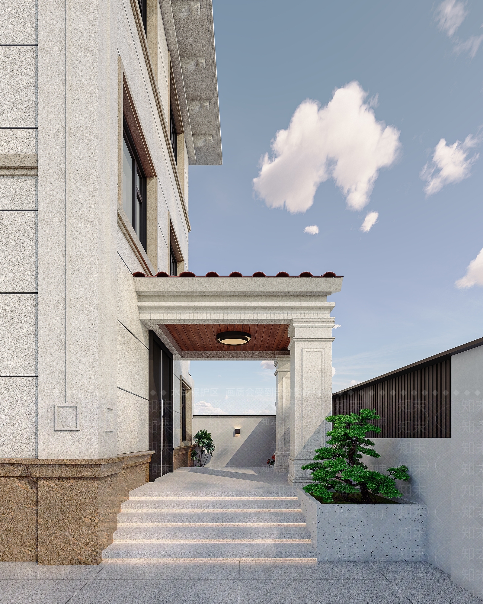 现代简欧别墅外观3D模型下载【ID:1188179683】