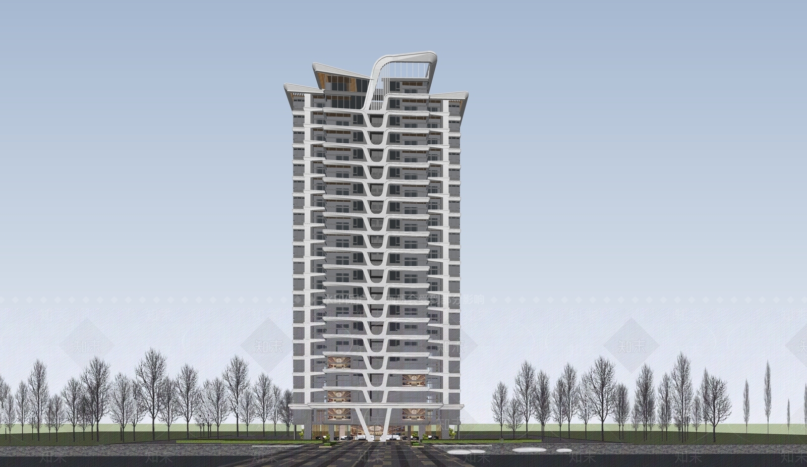 现代小区建筑SU模型下载【ID:1188182323】