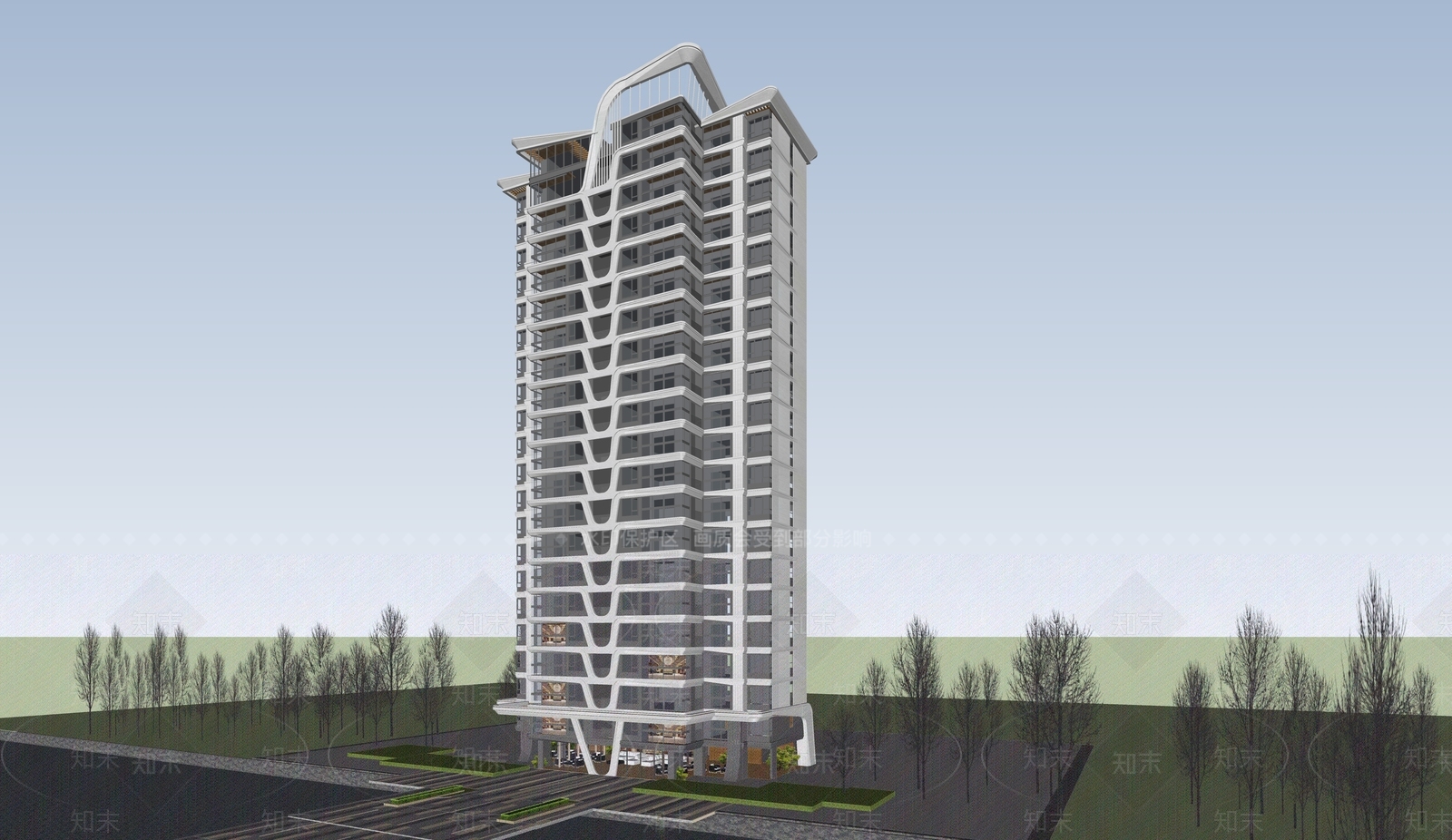现代小区建筑SU模型下载【ID:1188182323】