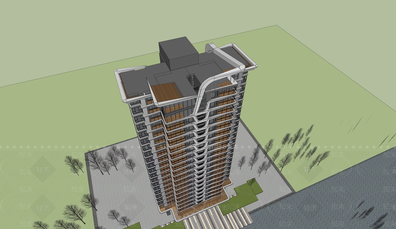 现代小区建筑SU模型下载【ID:1188182323】