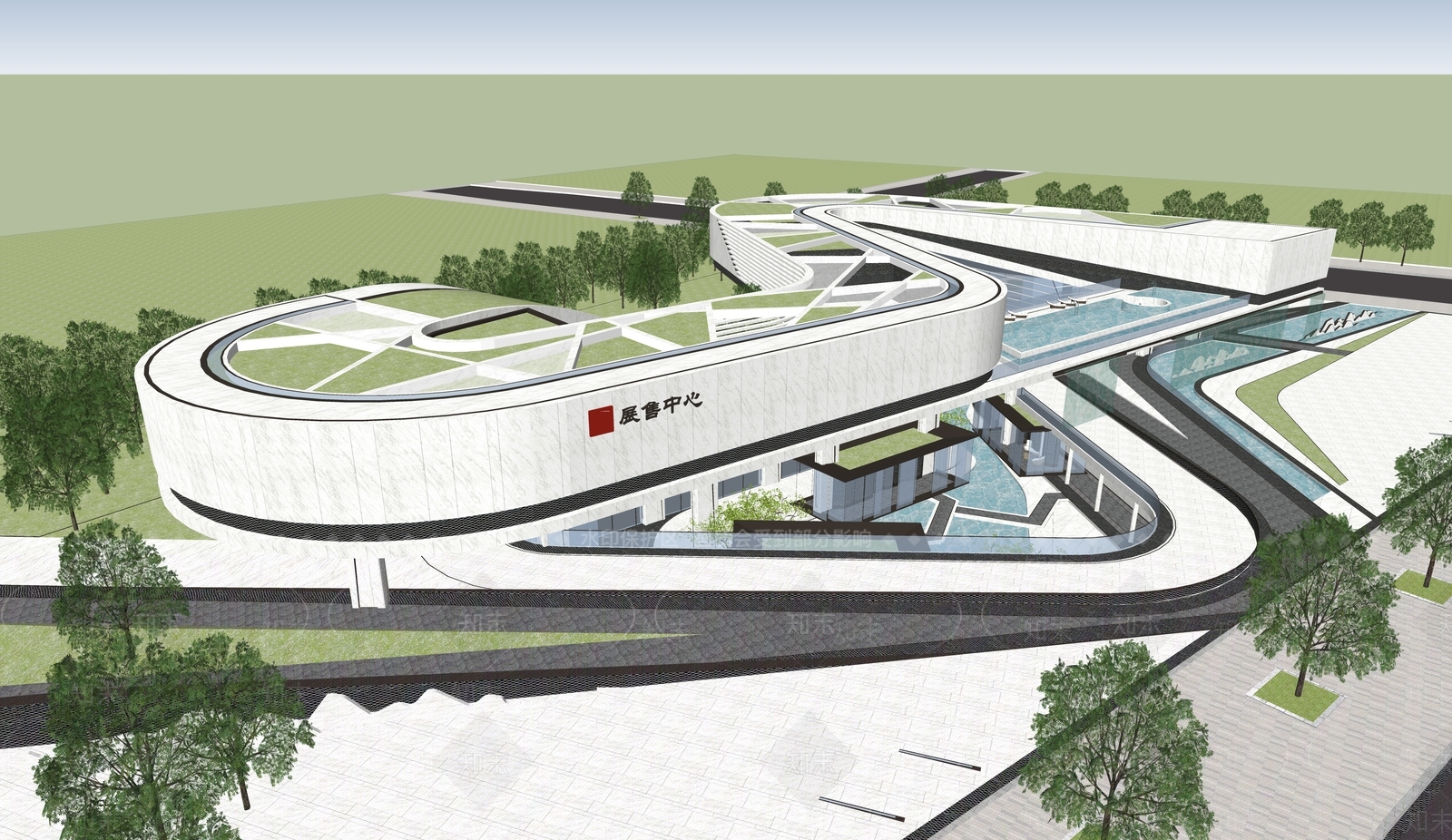现代售楼处建筑SU模型下载【ID:1188184696】