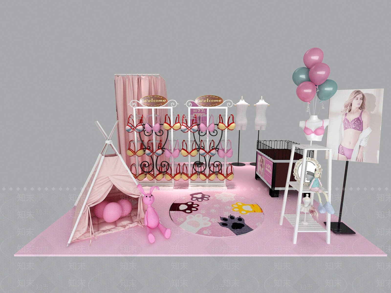 现代服装店3D模型下载【ID:1188185007】