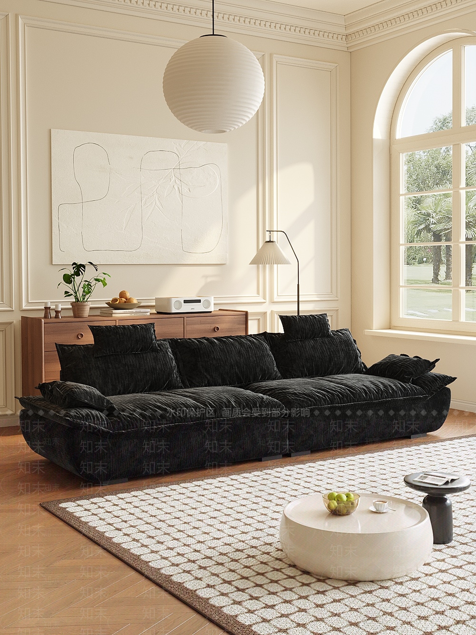 现代奶油三人沙发3D模型下载【ID:1188188297】