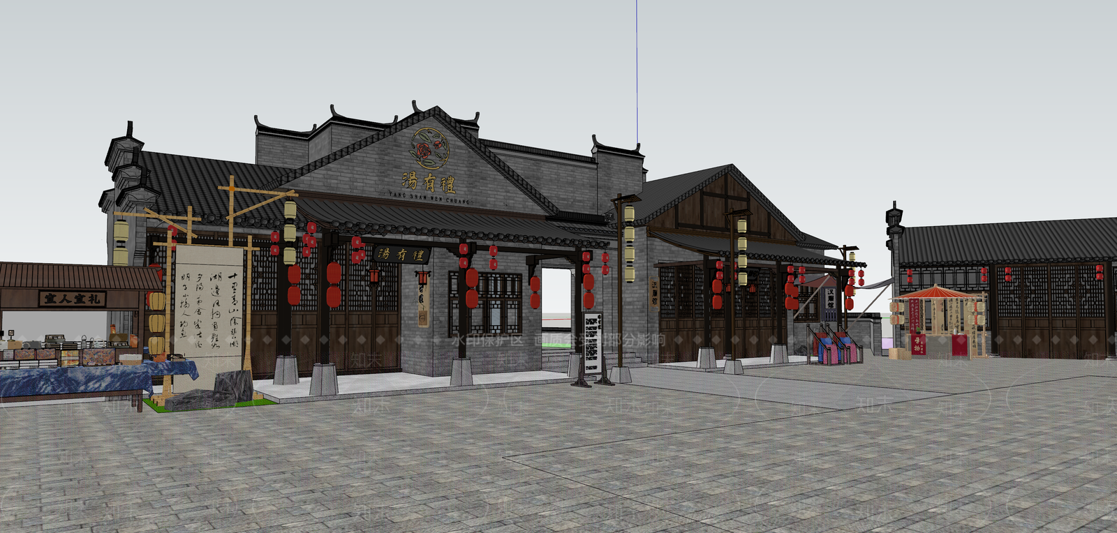 中式古建筑SU模型下载【ID:1188194339】