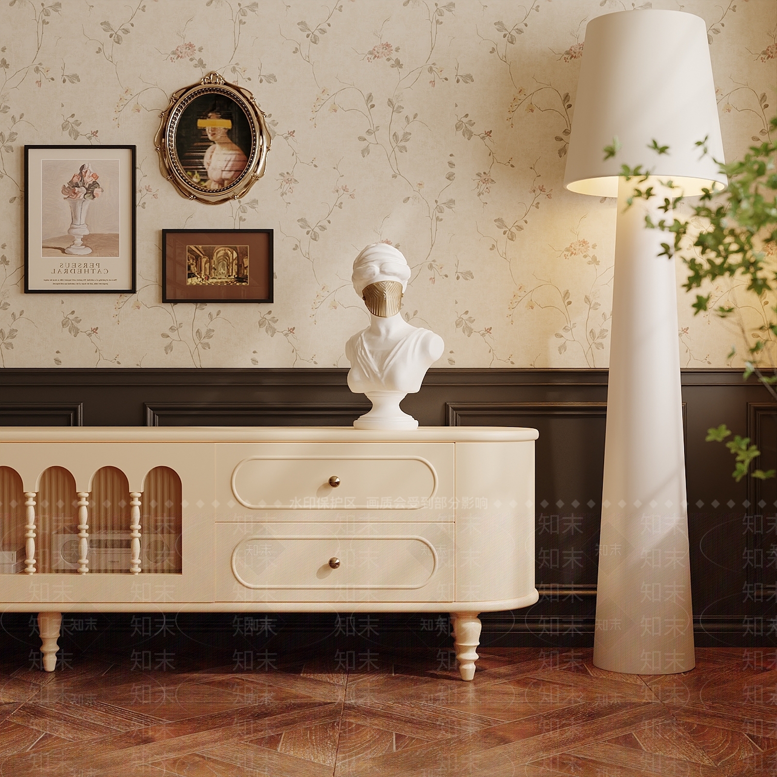 法式复古电视柜SU模型下载【ID:1188198751】