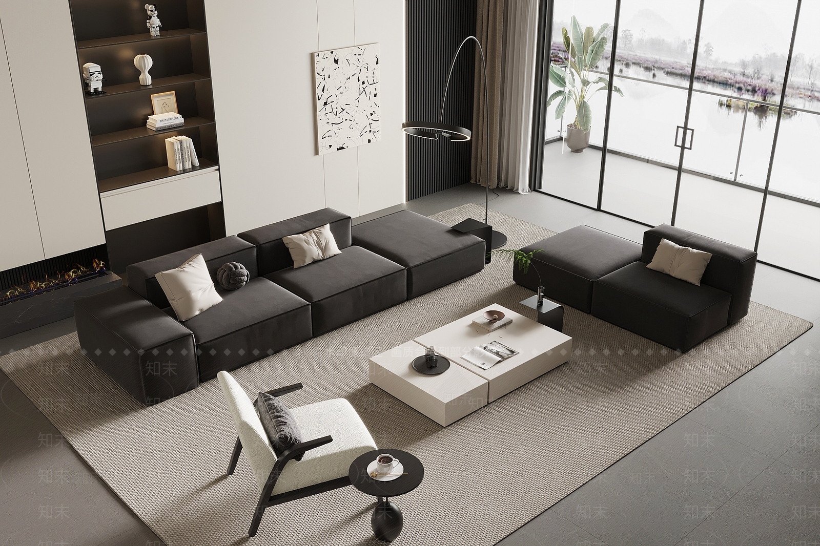 现代家居客厅3D模型下载【ID:1188200410】