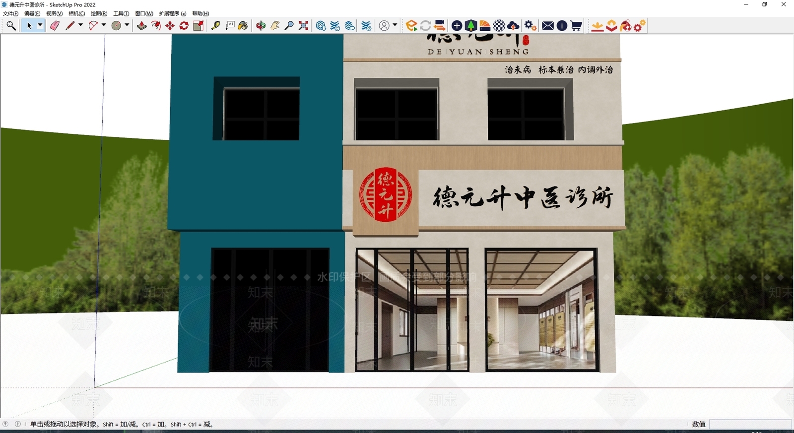 现代新中式门头SU模型下载【ID:1188201916】