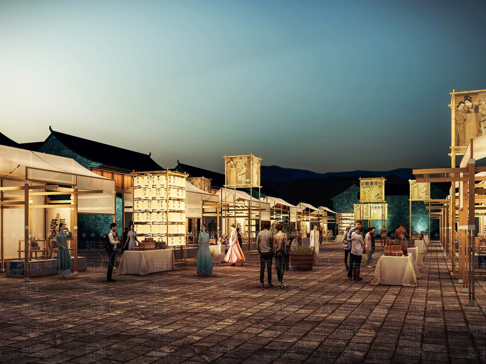 新中式商业景观SU模型下载【ID:1188203004】