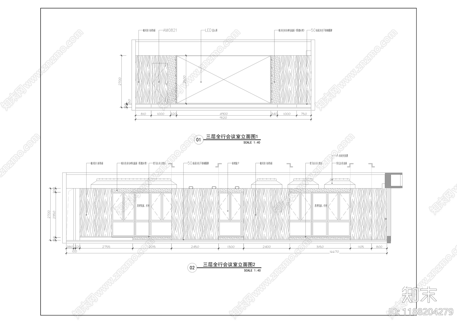 现代开放办公室cad施工图下载【ID:1188204279】