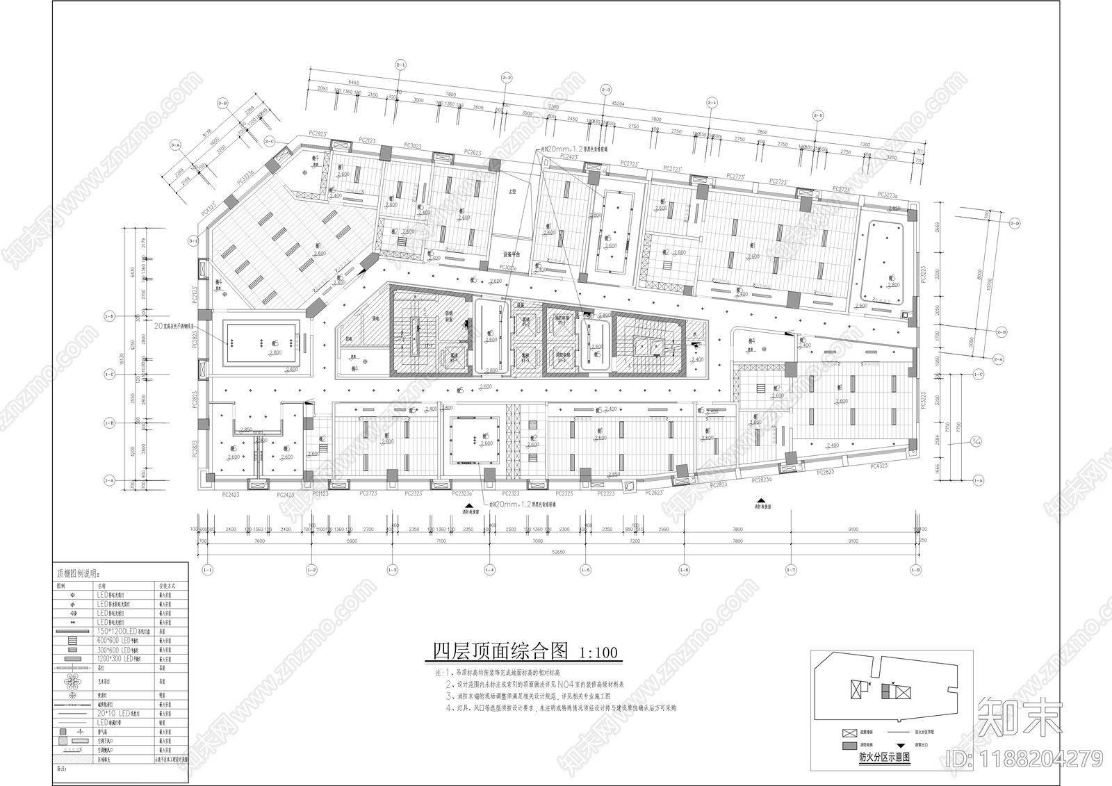 现代开放办公室cad施工图下载【ID:1188204279】