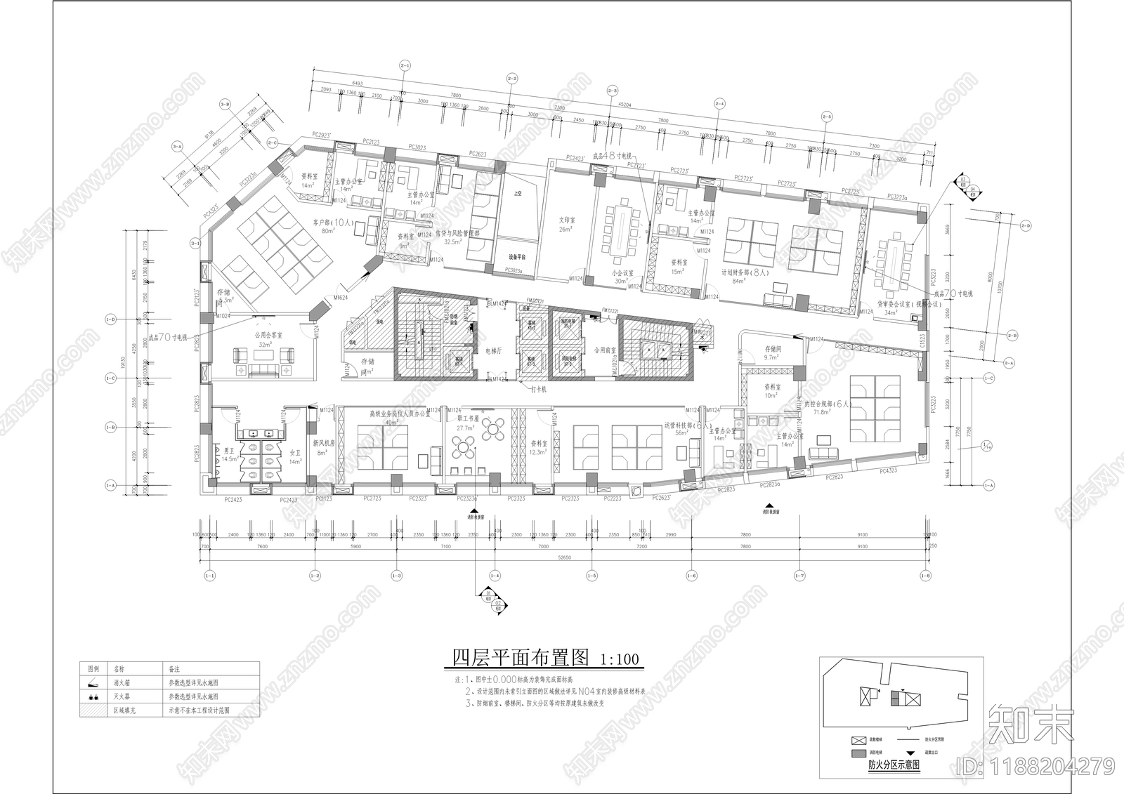 现代开放办公室cad施工图下载【ID:1188204279】