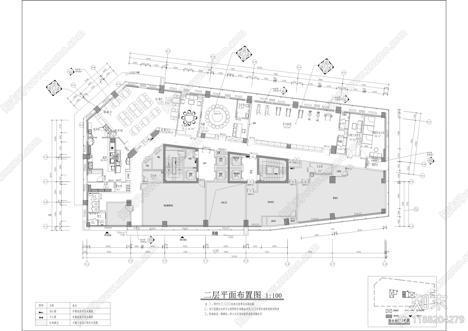 现代开放办公室cad施工图下载【ID:1188204279】