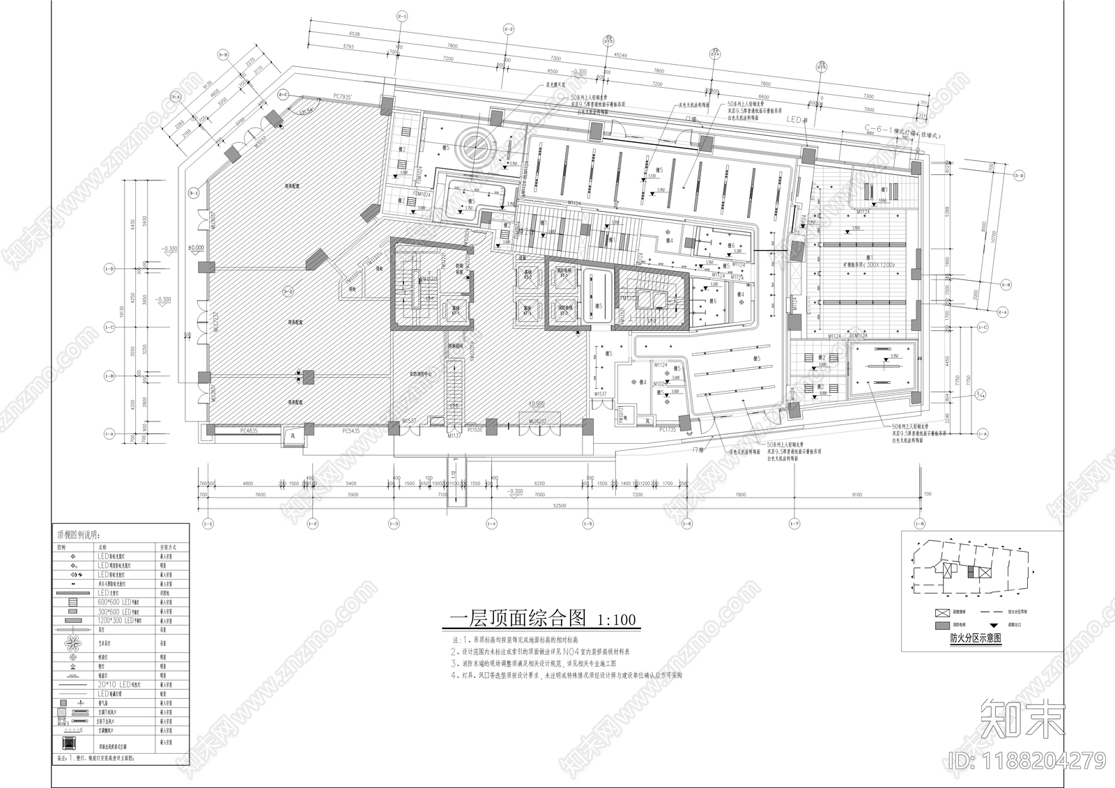现代开放办公室cad施工图下载【ID:1188204279】