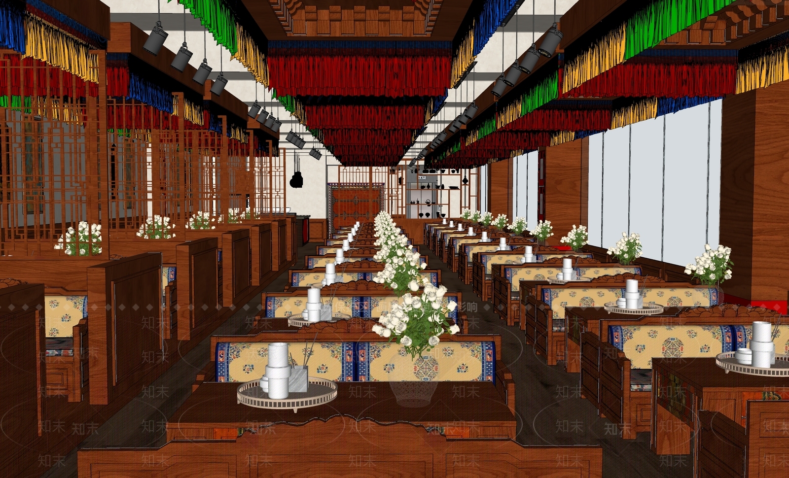 欧式火锅店SU模型下载【ID:1188209227】