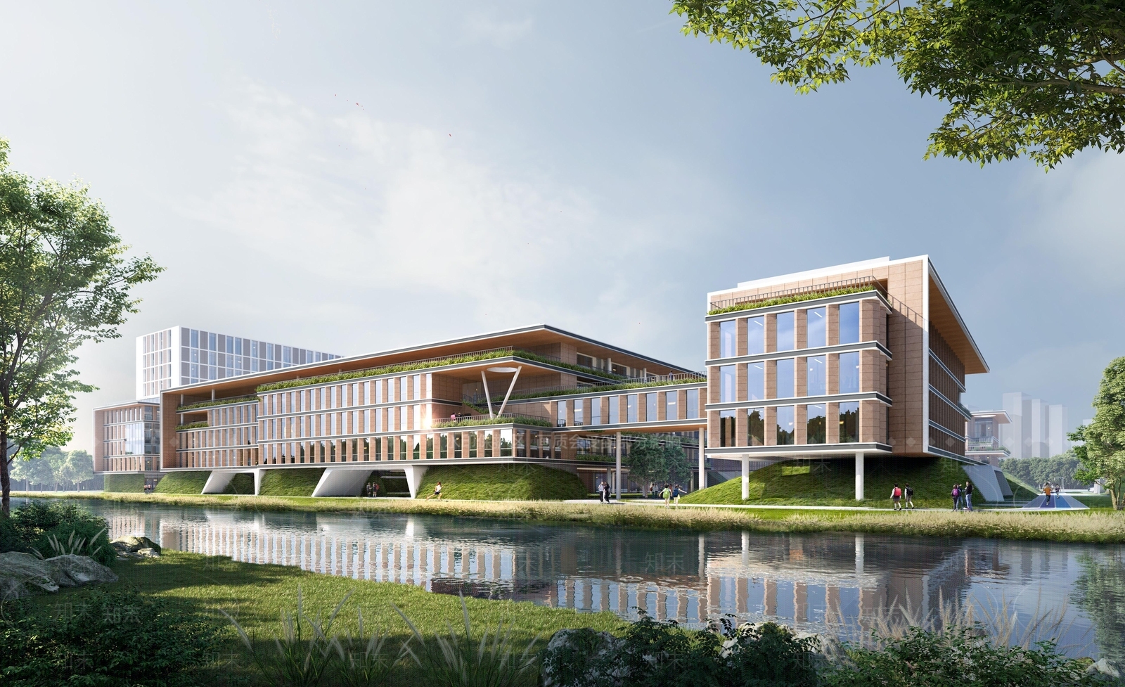 现代学校建筑SU模型精品下载_SketchUp模型_知末网