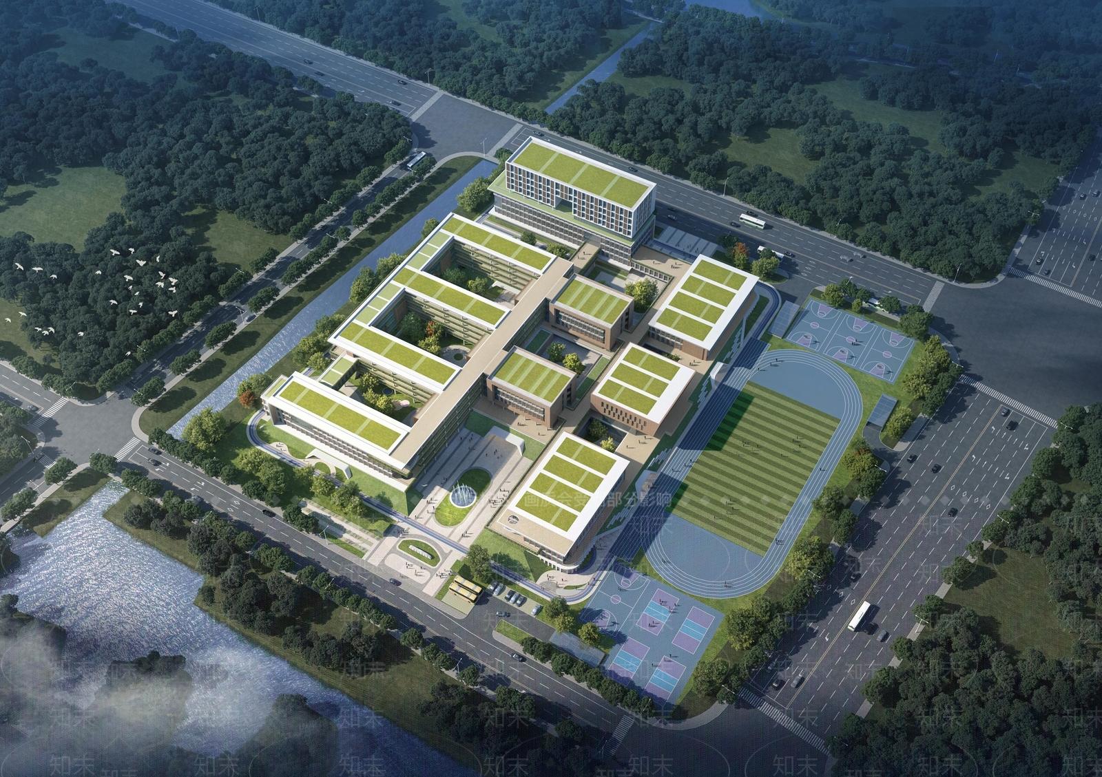 现代简约学校建筑SU模型下载【ID:1188332357】