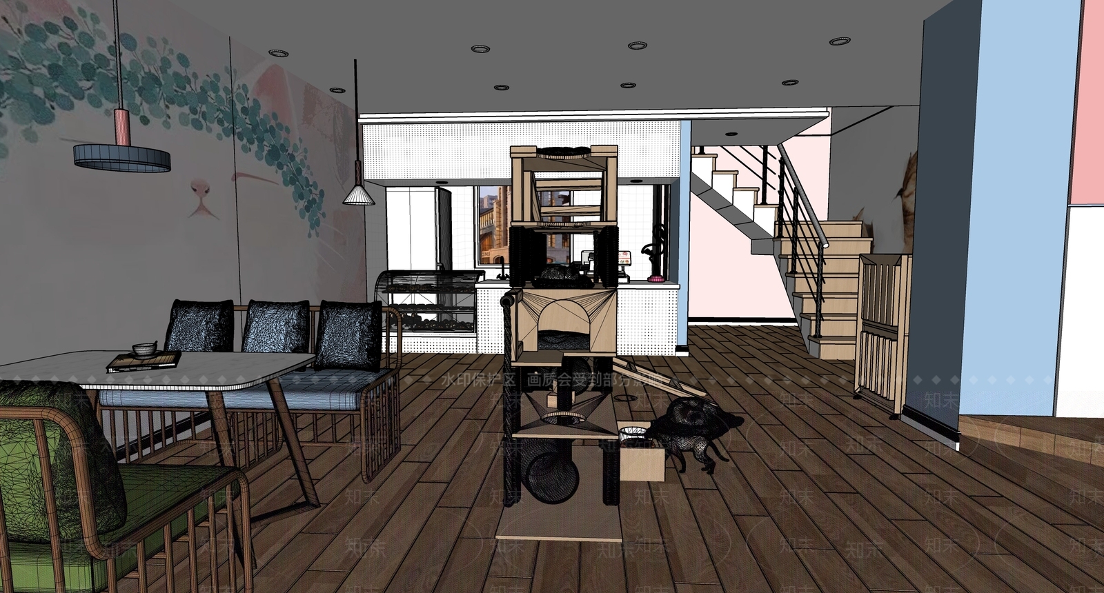 现代欧式宠物店SU模型下载【ID:1188207755】