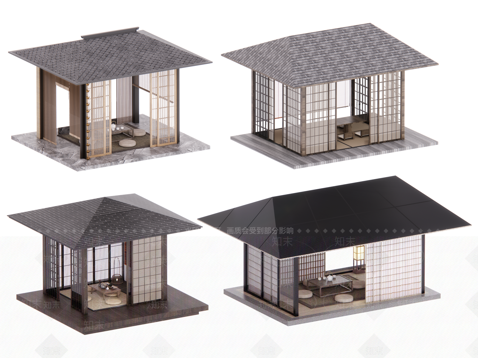 日式亭子SU模型下载【ID:1188208101】
