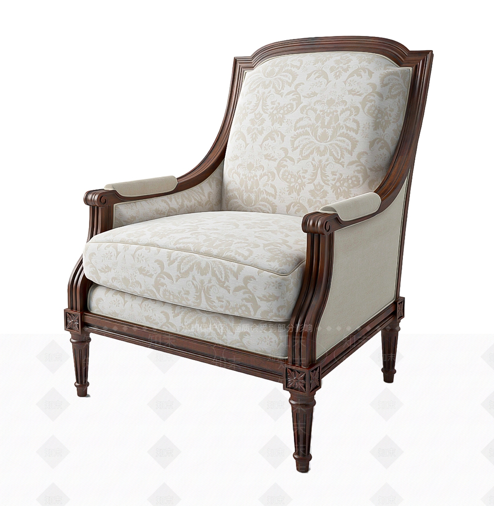 美式简欧休闲椅3D模型下载【ID:1188210091】