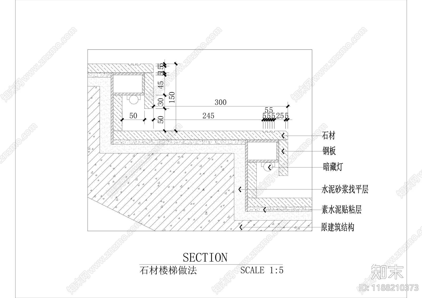 现代楼梯节点cad施工图下载【ID:1188210373】