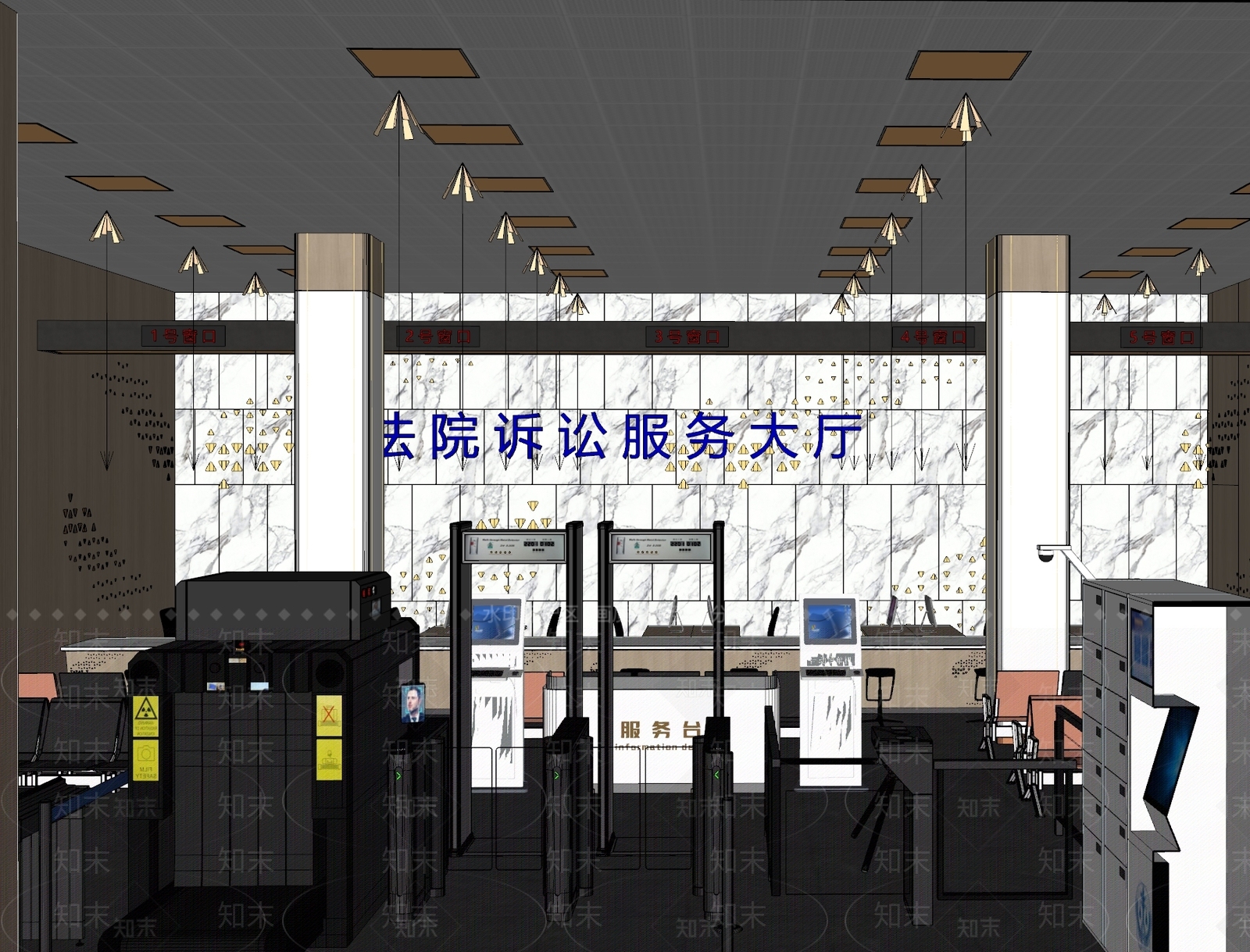 现代办事大厅SU模型下载【ID:1188217947】
