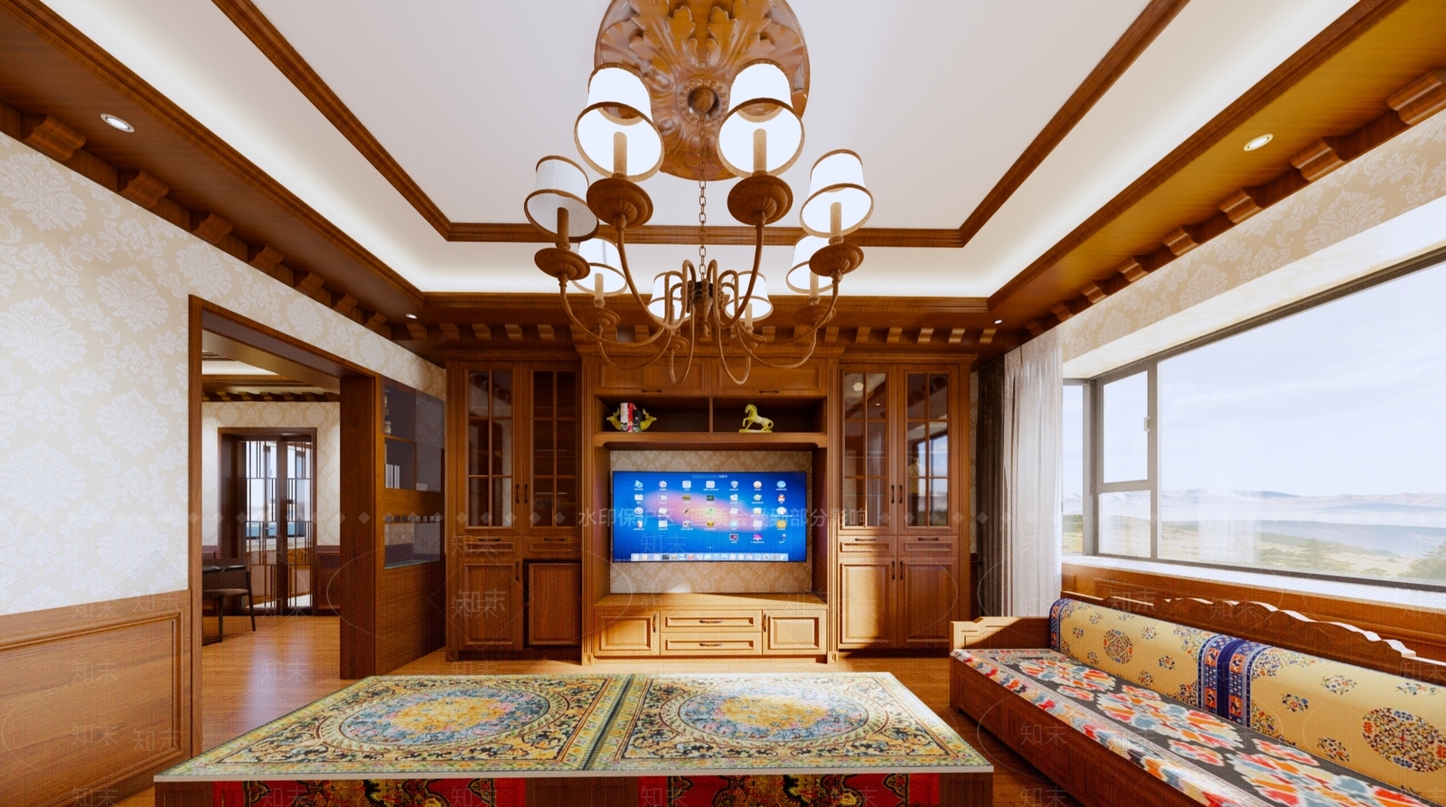 美式欧式小户型客厅SU模型下载【ID:1188221742】