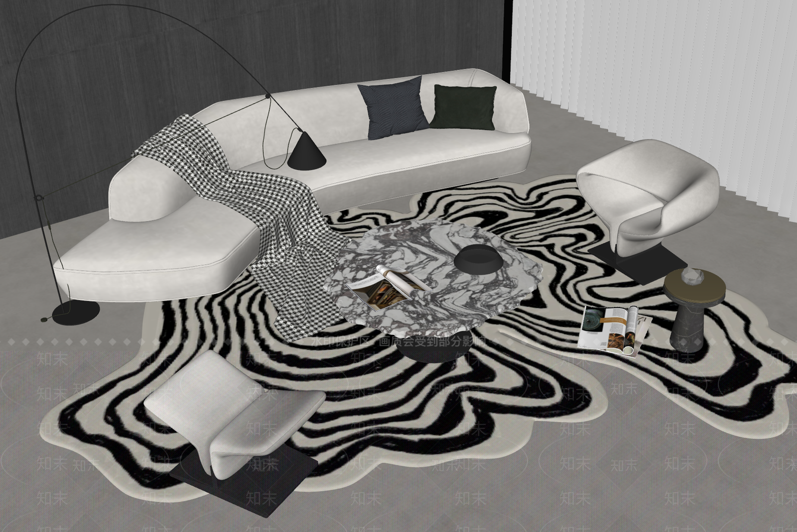 现代弧形沙发SU模型下载【ID:1188220538】