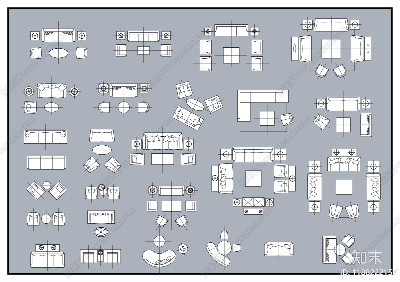 现代沙发施工图下载【ID:1188222157】
