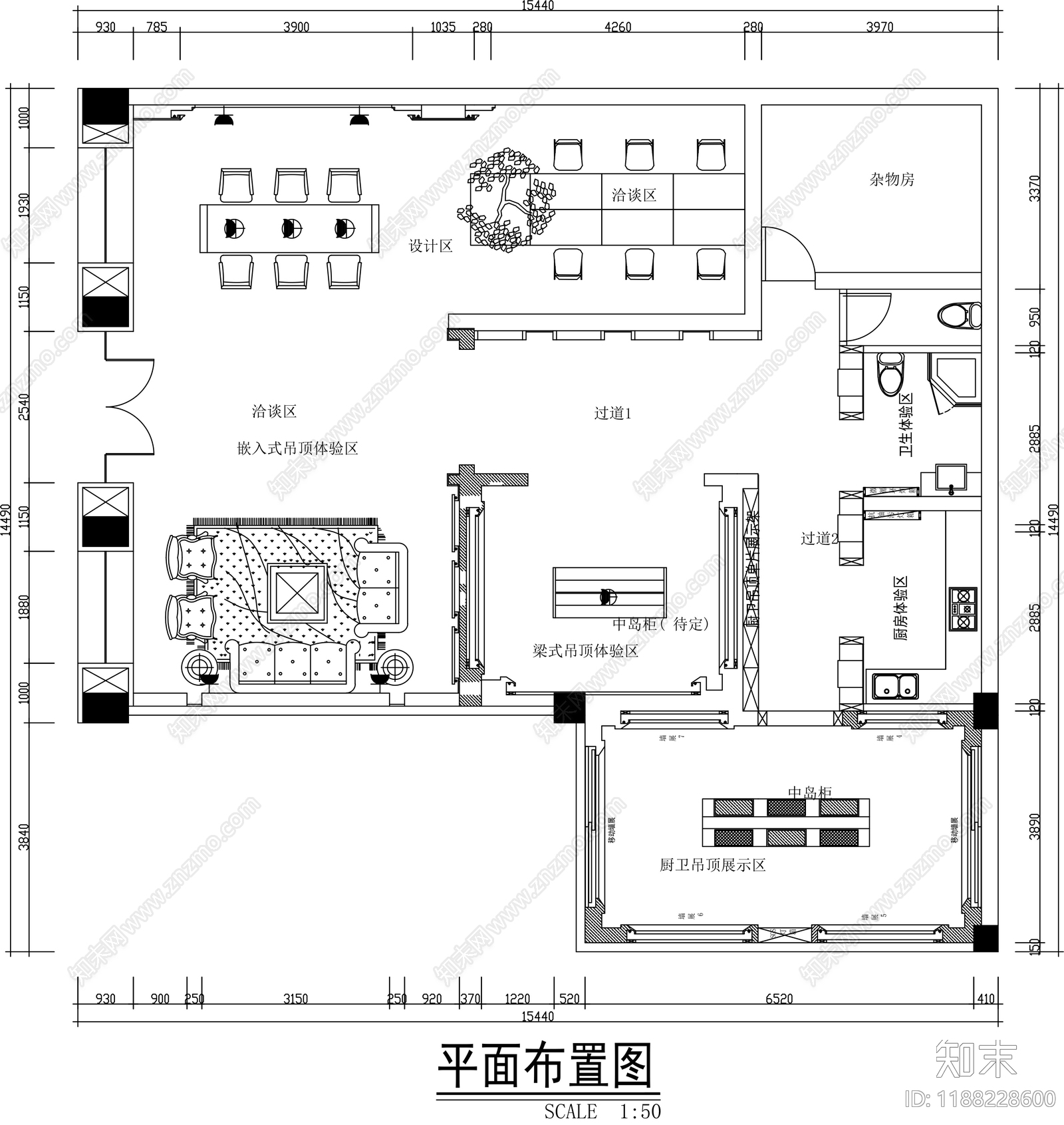 现代工作室cad施工图下载【ID:1188228600】