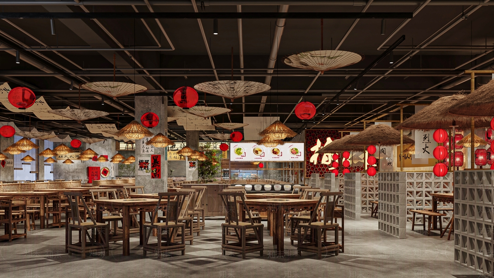 新中式火锅店3D模型下载【ID:1188229840】