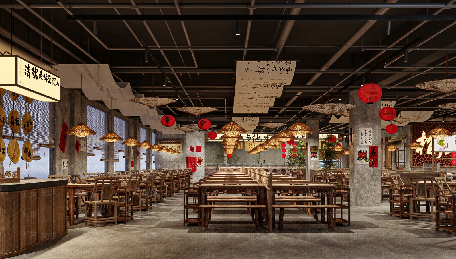 新中式火锅店3D模型下载【ID:1188231696】