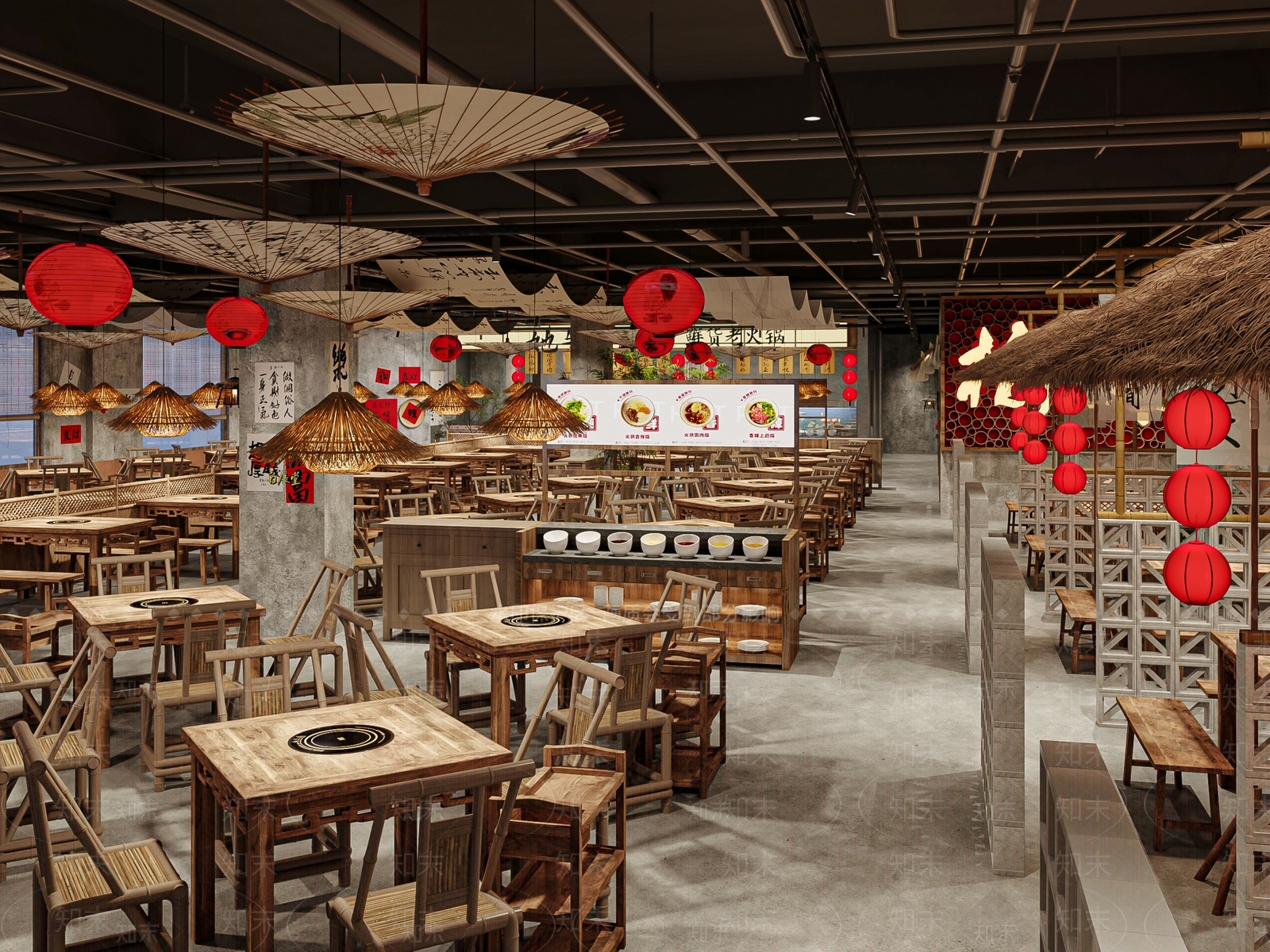 新中式火锅店3D模型下载【ID:1188231696】