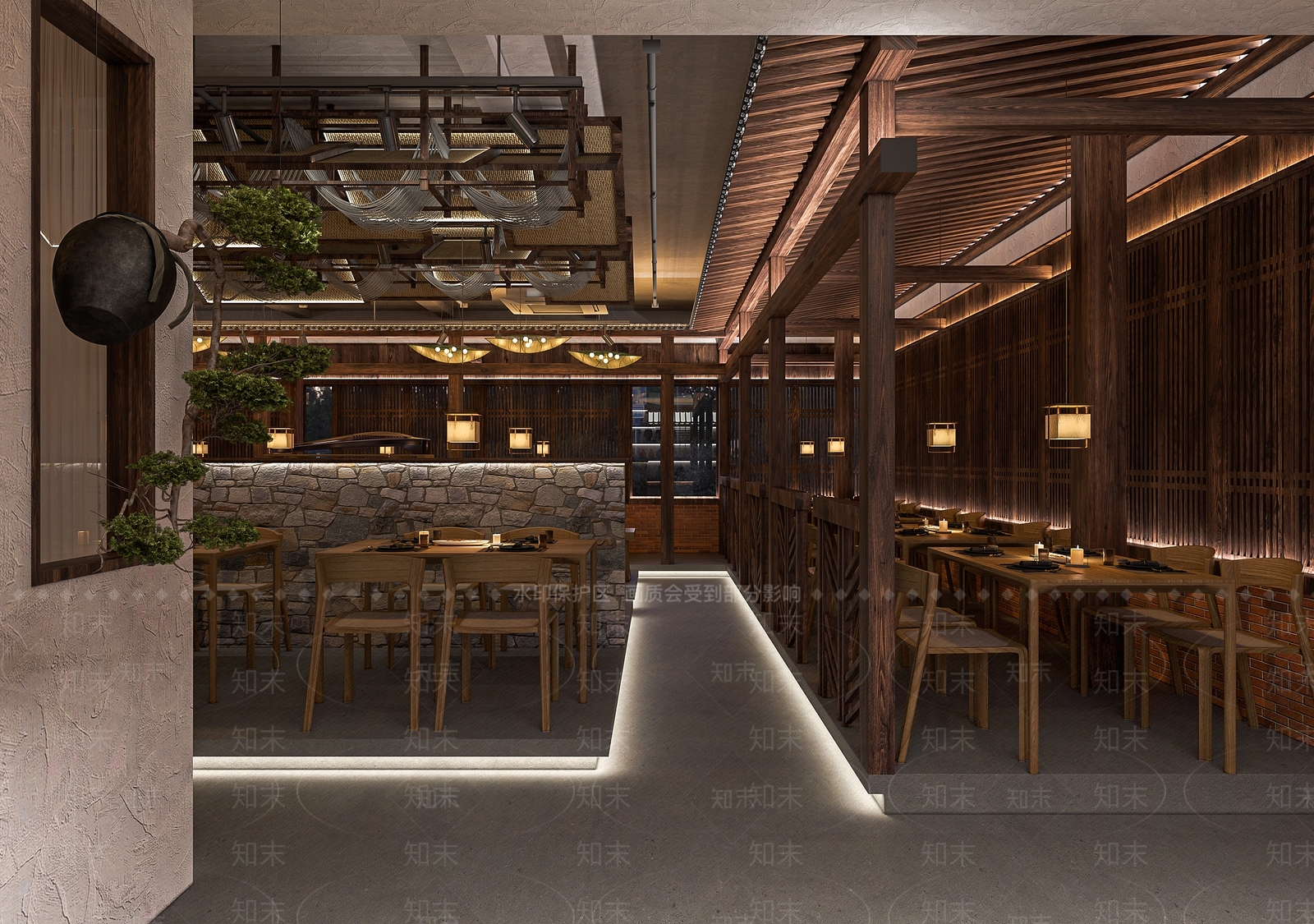 新中式原木火锅店3D模型下载【ID:1188235129】
