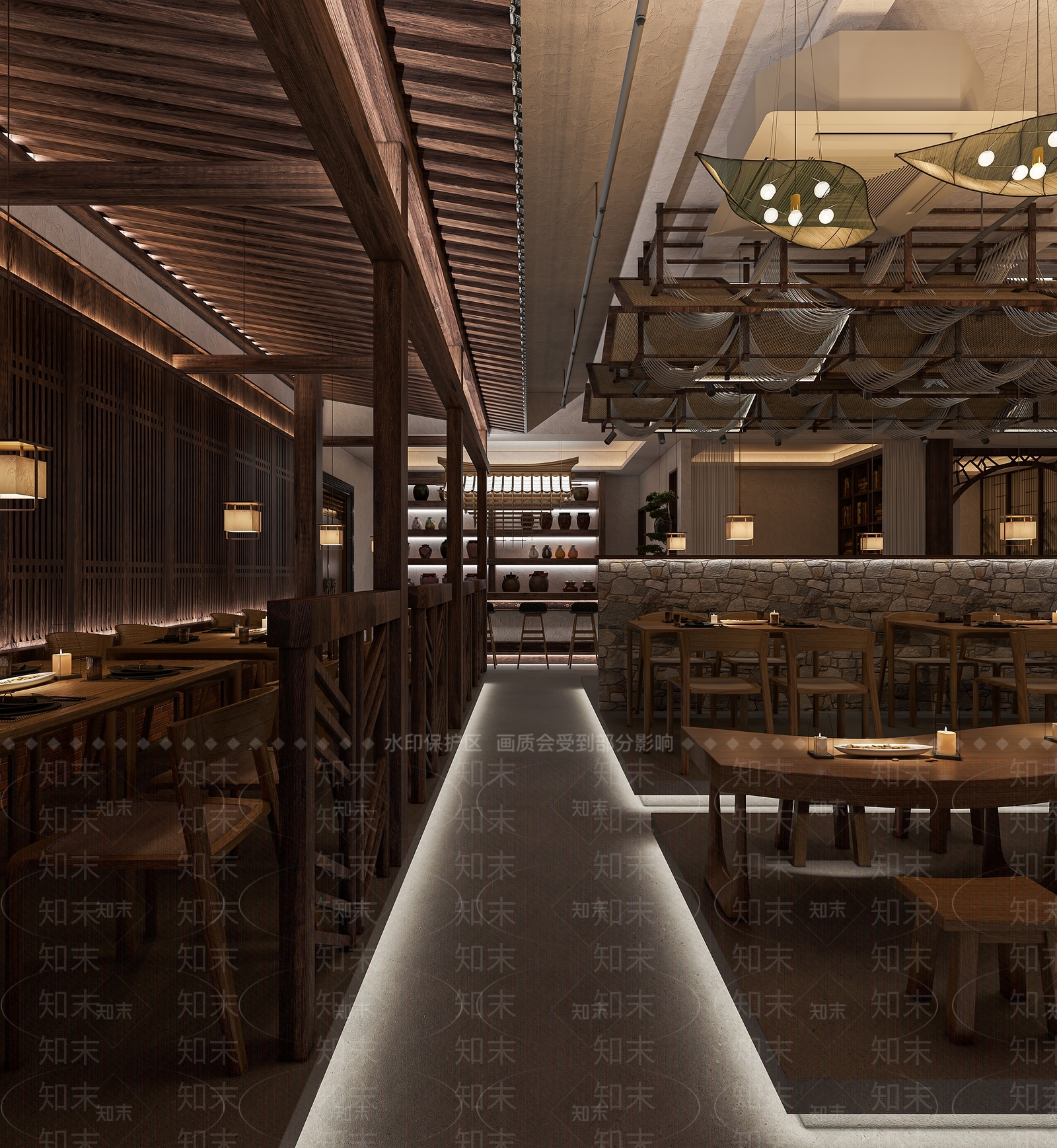 新中式原木火锅店3D模型下载【ID:1188235129】