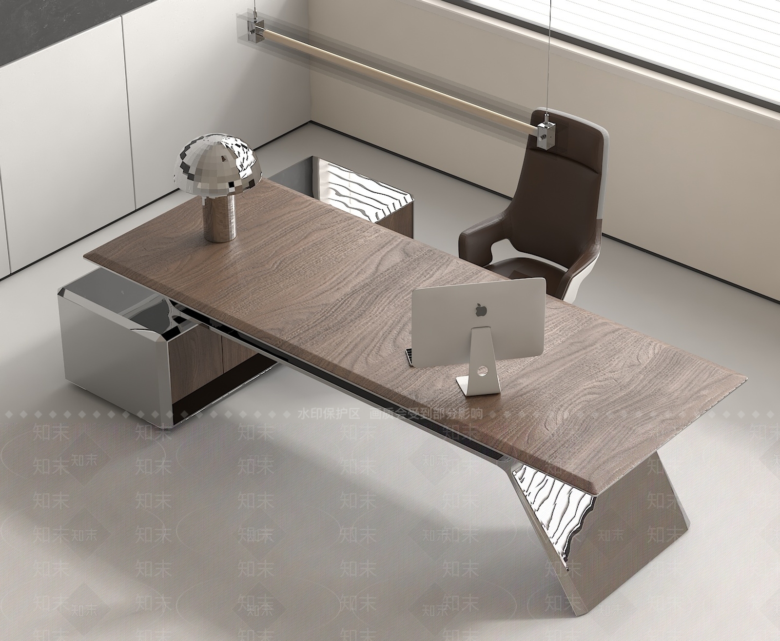 现代中式办公桌椅SU模型下载【ID:1188234872】