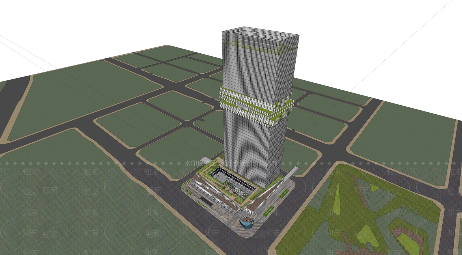 现代酒店建筑SU模型下载【ID:1188237748】