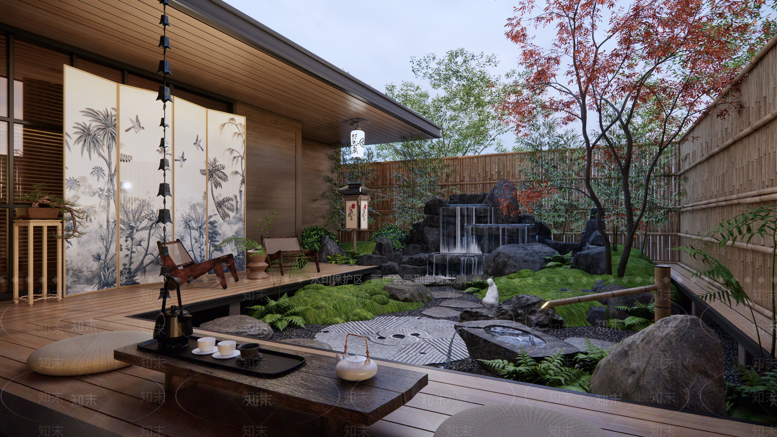 新中式日式别墅庭院SU模型下载【ID:1188238638】