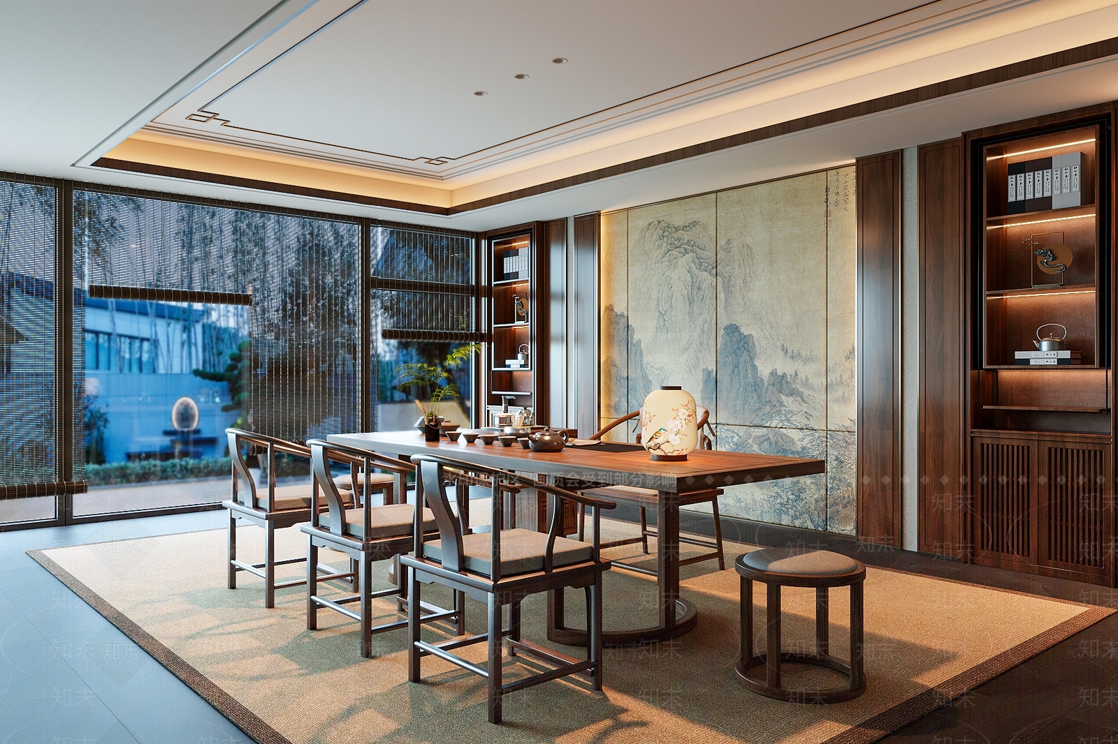 新中式禅意茶室3D模型下载【ID:1188240763】