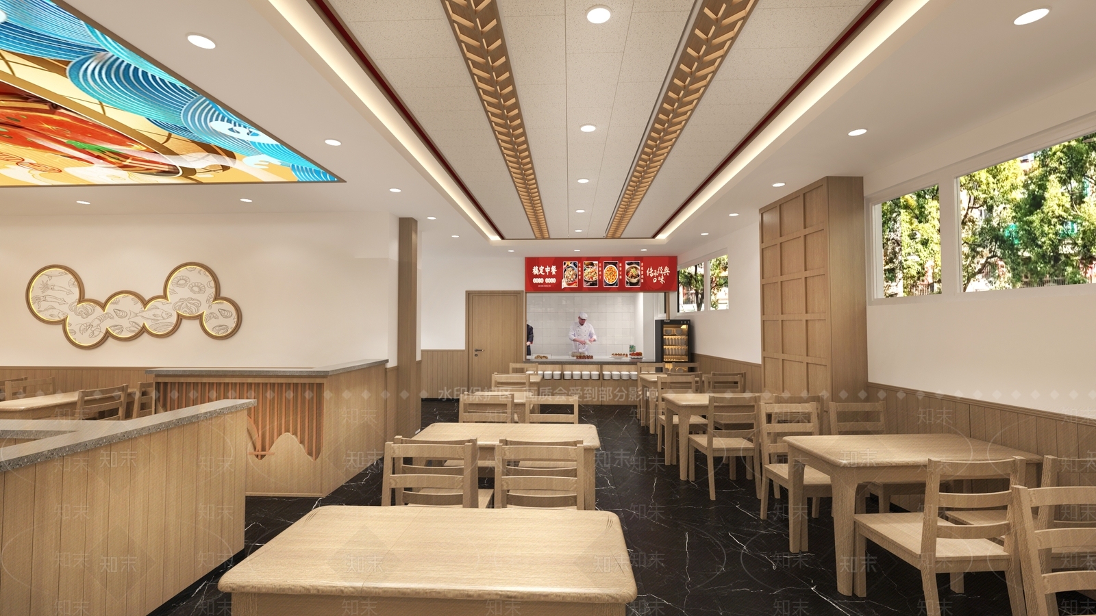 现代新中式中餐厅3D模型下载【ID:1188241853】