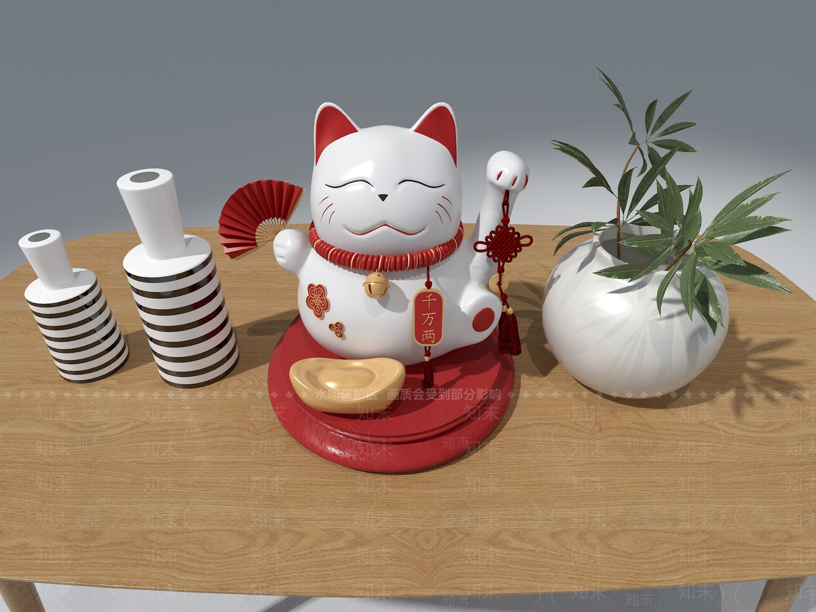 日式摆件组合3D模型下载【ID:1188245206】