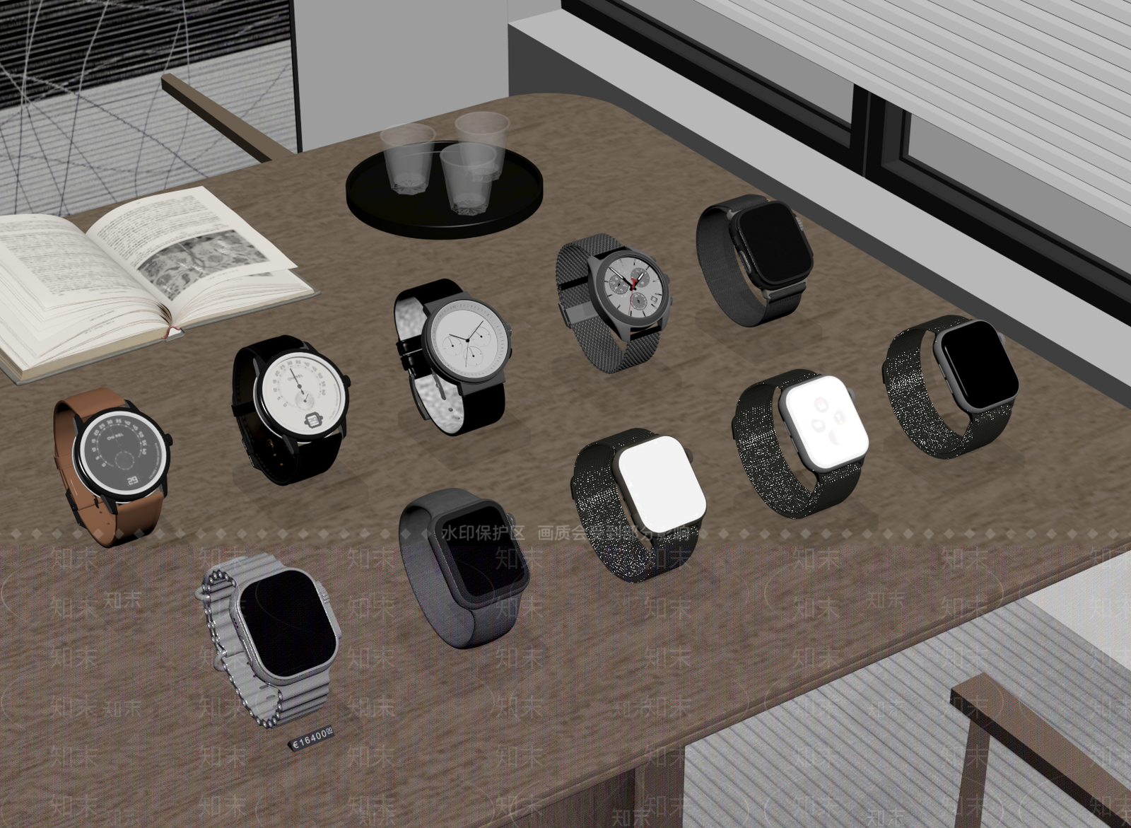 现代轻奢钟表SU模型下载【ID:1188246702】