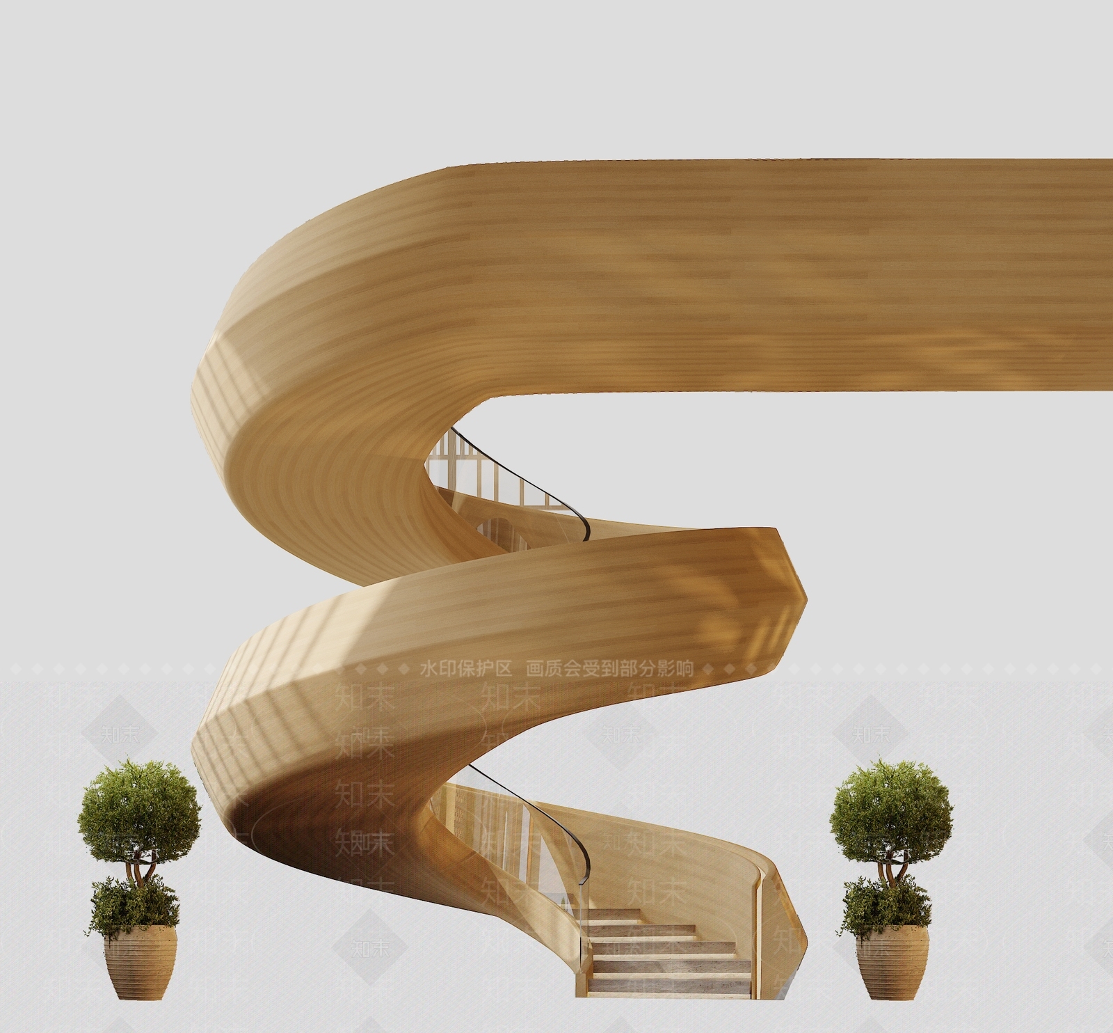 现代轻奢旋转楼梯SU模型下载【ID:1188247319】