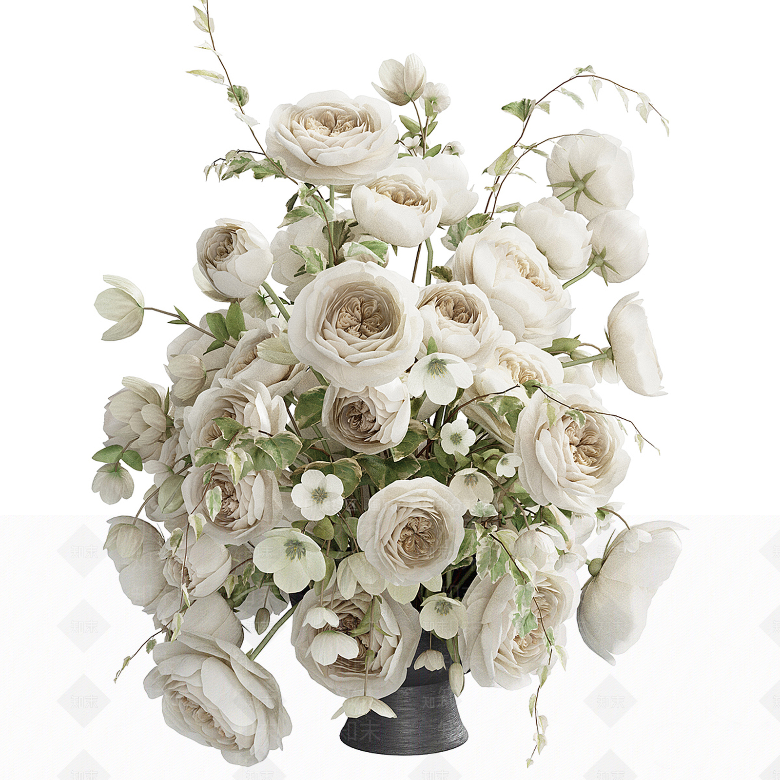 现代新中式花艺3D模型下载【ID:1188250311】