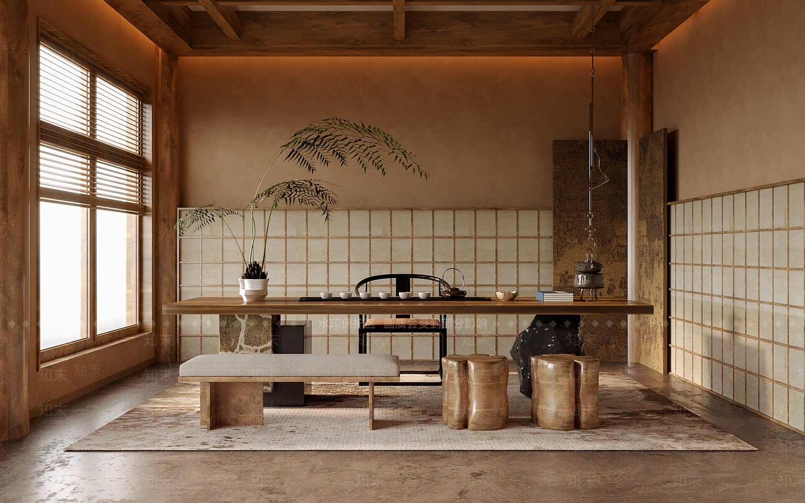 中式新中式茶室SU模型下载【ID:1188253532】